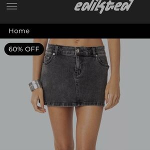NEW Edikted Black Denim Mini Skirt